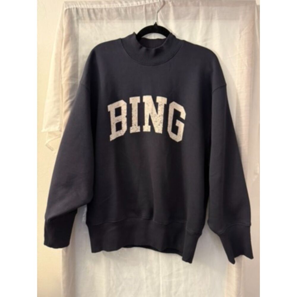 Anine Bing Dark BING Letter Graphic Crewneck Sweatshirt